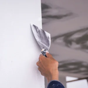 Completed construction project showcasing smooth gypsum plaster finish in Sringeri